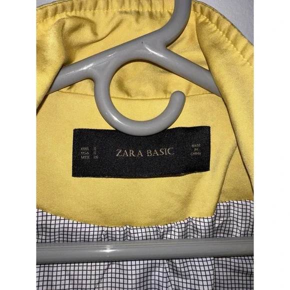 Zara Yellow Hooded Parka Coat Size Small Women's Full Zip Long Sleeve Casual - Picture 5 of 6